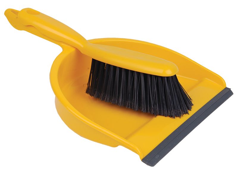 Plastic Dustpan And Soft Brush-yellow