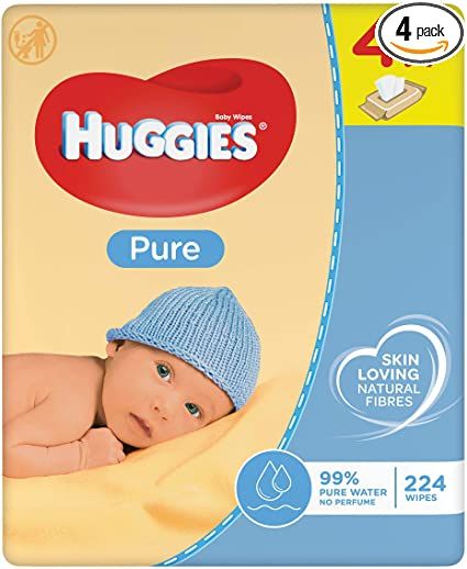 Huggies Pure Baby Wipes 56 per Pack - Pack of 4