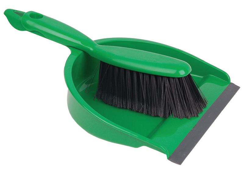 Plastic Dustpan And Soft Brush-green