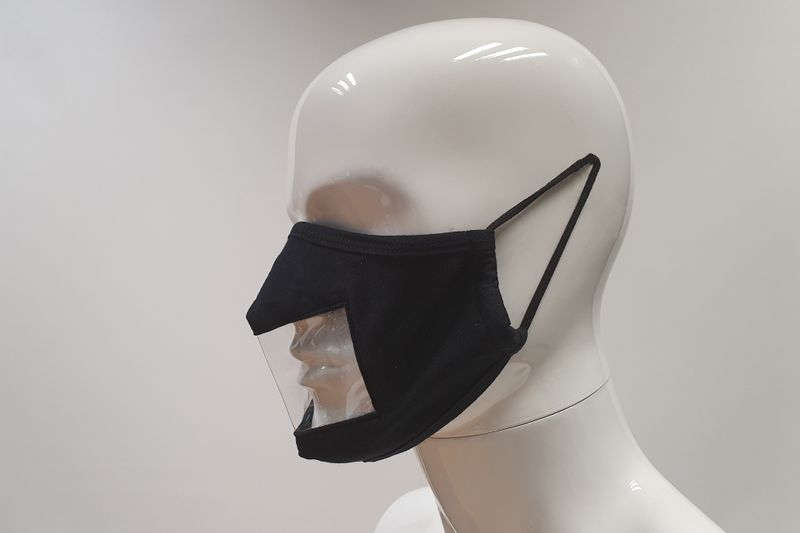 Vison Face Mask with clear PVC Panel - Black